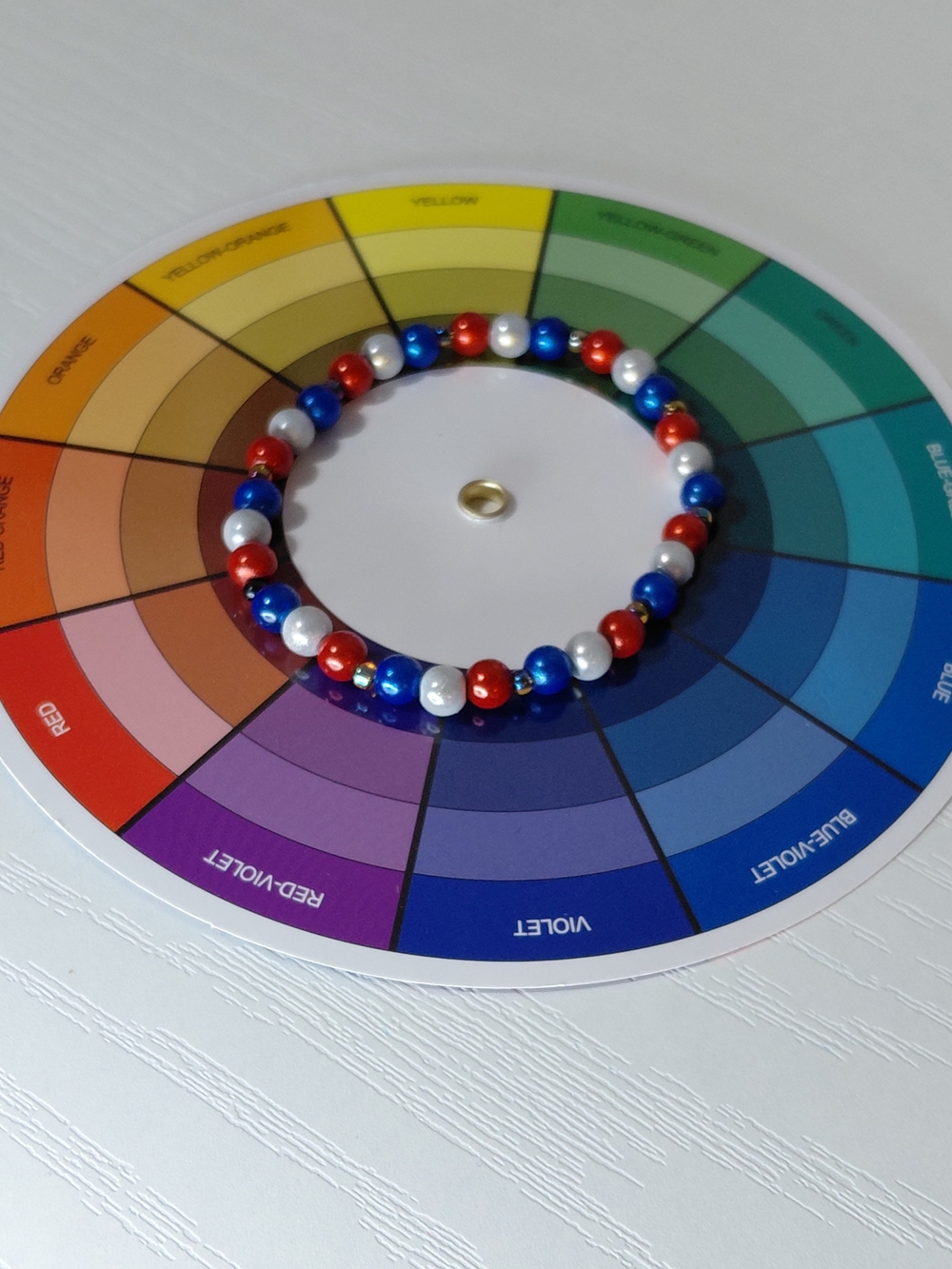 Handmade Red White & Blue Beaded Stretch Bracelet 7 Inches 4th Of July Patriotic - Picture 8 of 14